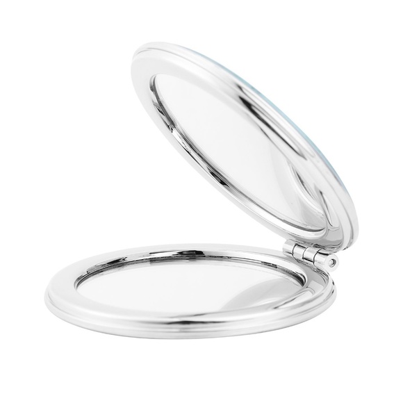 Bunny Rabbit w Carrot w Blue  Glitter Double Sided Compact Make Mirror - Picture 3 of 7